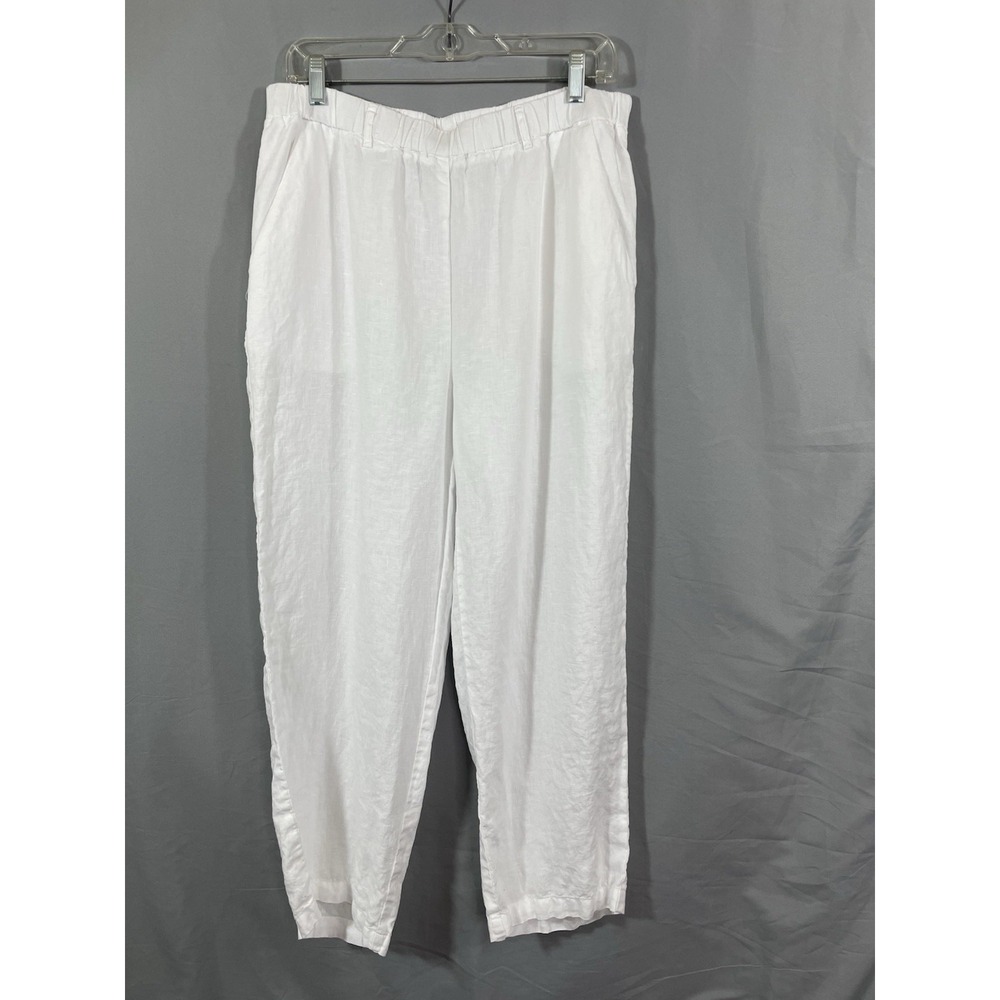 Quince Linen Pants Womens Large L White Elastic Waist Pockets